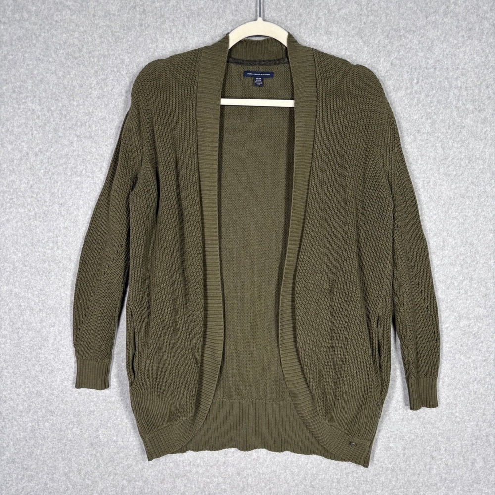 American Eagle Cardigan Sweater XS Army‎ Olive Green Pockets Heritage Farmhouse
